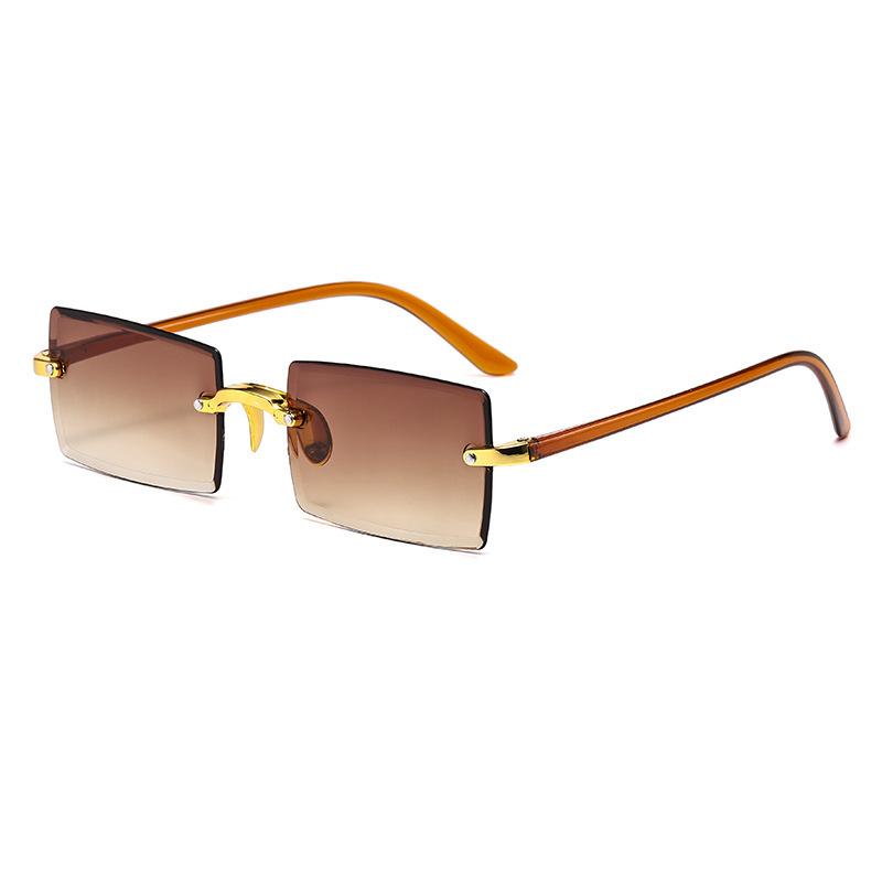 New frameless trimmed square gradual change color marine sunglasses, European and American fashion ins Internet celebrity street sunglasses