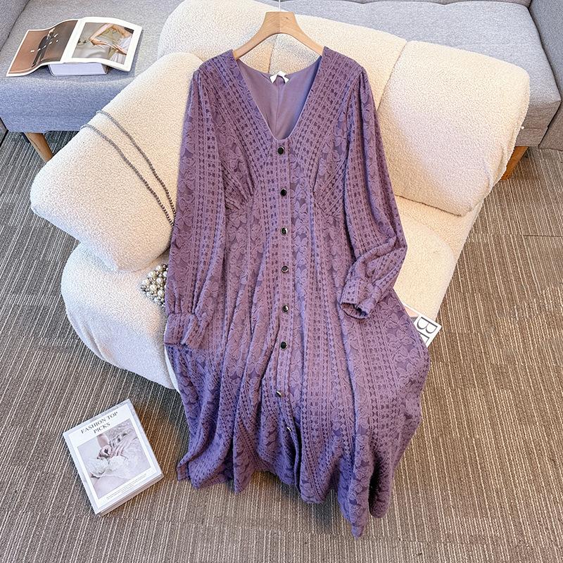 Frühlings-Freizeitkleid für Damen in Übergröße, figurschmeichelnd, mit hochwertigem Spitzenrock