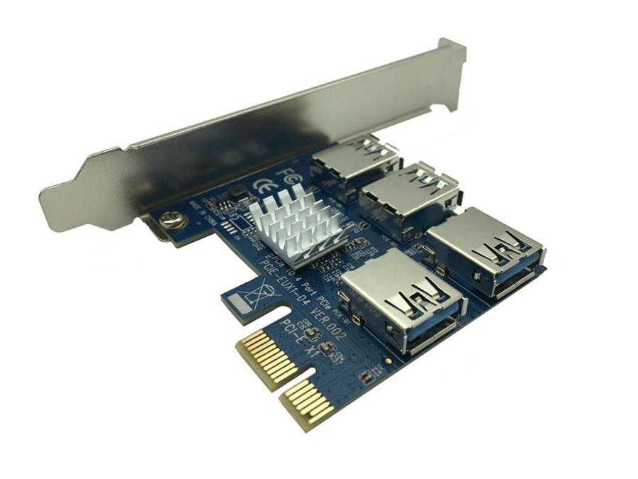 PCI Express Riser Card PCI-E 1 to 4 PCIE USB 3.0 Slots Multiplier Adapter Card