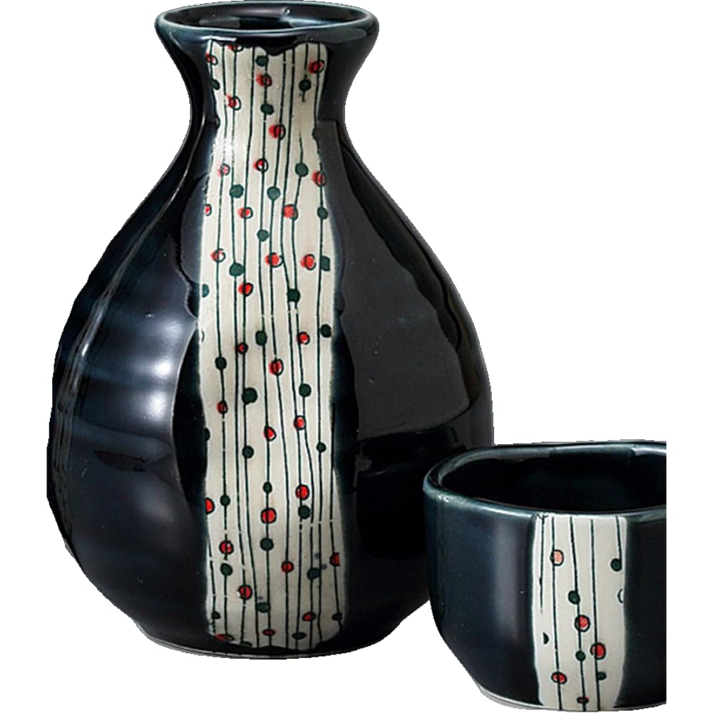 

Sake Utensil Set Tokkuri Ochoko Set Diameter 8 x Height 210ml Dark Blue Tamasudare Tokkuri Small Size Set Pottery Mino Ware Hot Sake Hot Bottle Cold