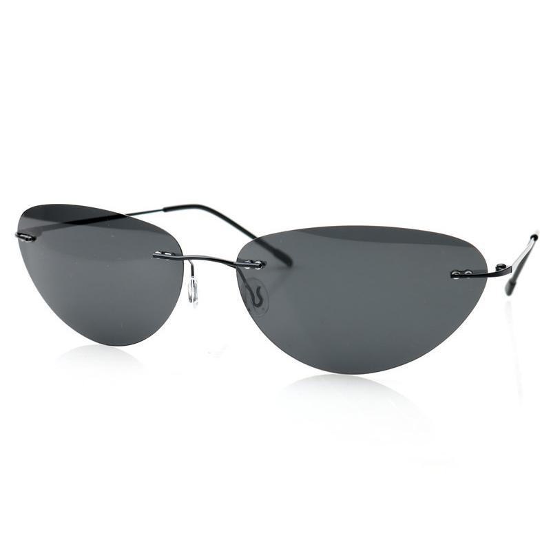 

Fashion rimless sunglasses, cat-eye shape, metal frame, polarized, high-definition, suitable for fishing and driving чорний