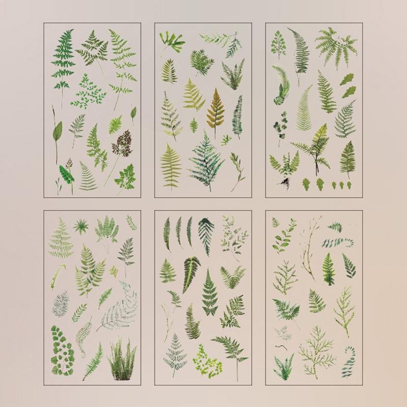 12 Blatt 2 Packungen Transparente PET-Aufkleber Scrapbooking-Materialien DIY Journal Collage Floral Blätter Pflanzen Deko-Aufkleber