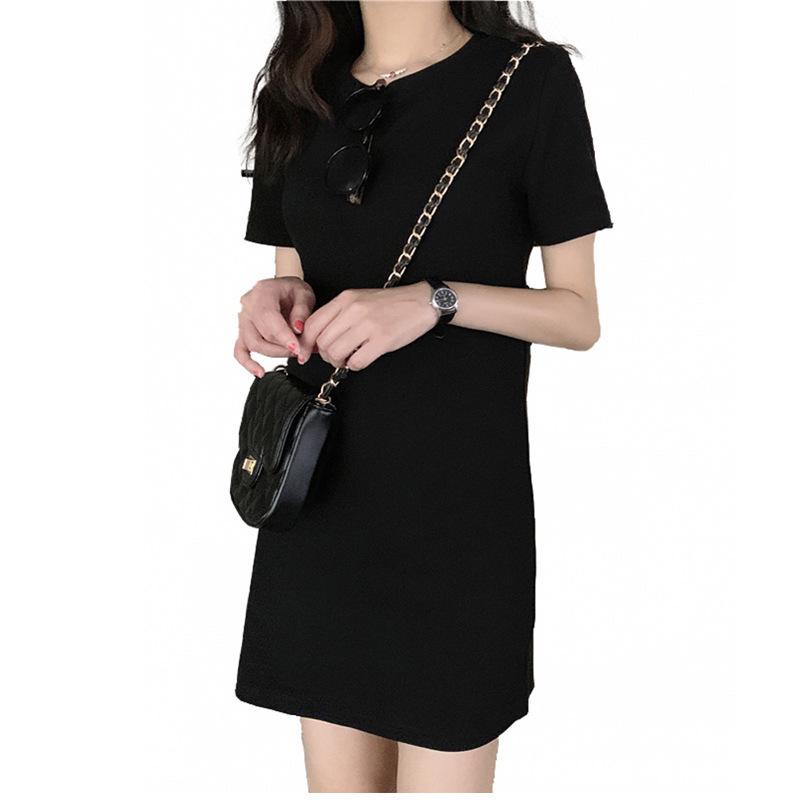 2024 Summer Korean-Style Solid Color Mid-Length Dress for Women Students