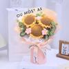 Finished Crochet Flowers Bouquet Handmade SunFlower Bouquet Valentines Gift Wedding Decor Knitted Flower Bouquet with Gift Bag