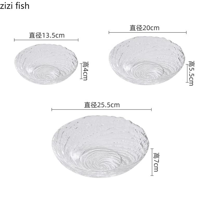 Creative Water Ripple Glass Salad Bowl Dessert Yogurt Bowl Thick Soup Bowls Restaurant Molecular Cuisine Specialty Tableware
