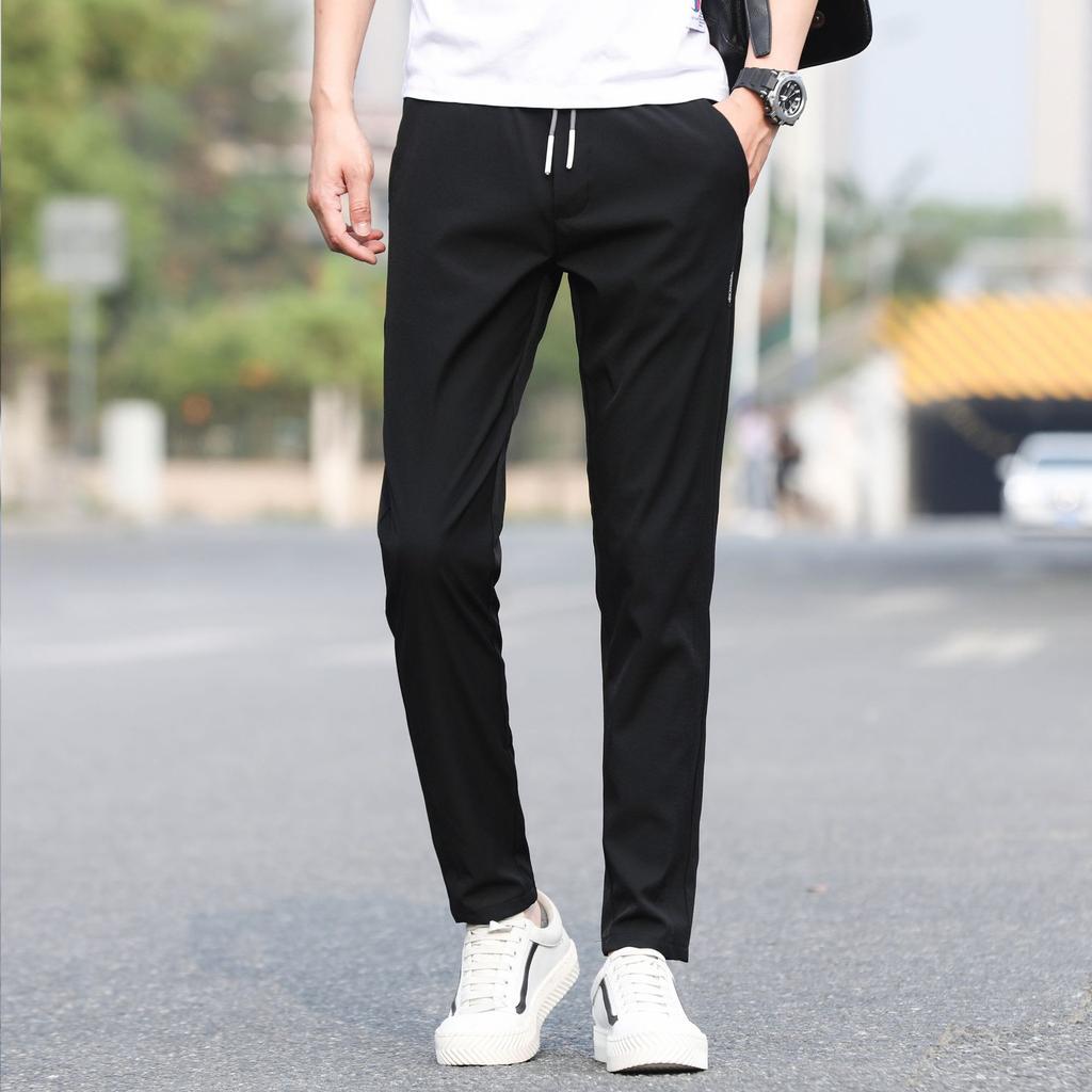 2024 Spring/Summer New Ice Silk Casual Pants Thin Loose Straight Pants Sports Pants Men
