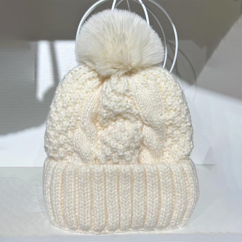 Autumn And Winter Women'S Warm Knitted Hat Fashionable And Versatile Wool And Velvet Thickened Hat Outdoor Cold-Proof Hat