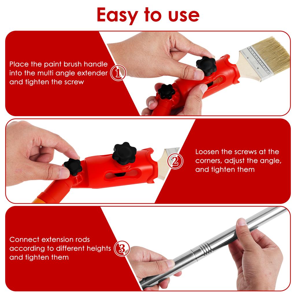 180° Rotating Paint Brush Handheld Paint Tools Multi Angle Paints Roller Extension Pole Attachment with Brush for Ceiling Wall
