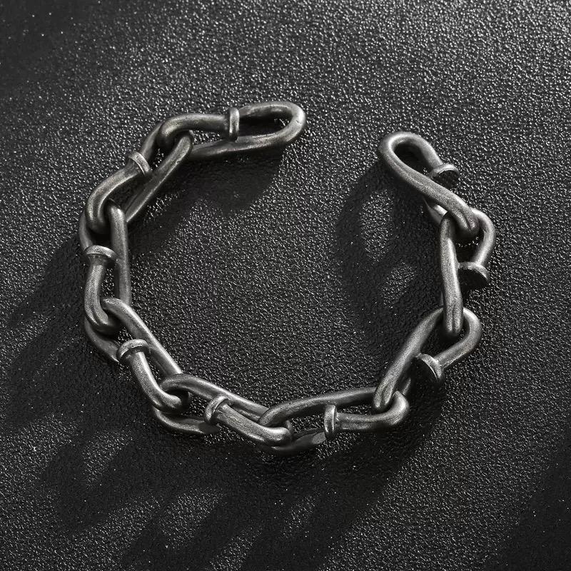 Creative Vintage Nail Hook Interlocking Bracelet Minimalist Versatile Chain Punk Style Trendy Jewelry for Women