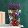 Vibrant Abstract Face Pot Handcrafted Art Piece Drainage Hole Included Anti Fade Suitable For Indoor And Outdoor Spaces