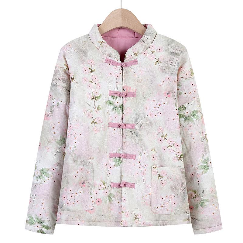 Women's Winter Thickened Warm Cotton Padded Jacket - Chinese Style Loose Outerwear for Middle-Aged and Elderly