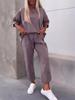 2025 European & American Autumn Loose Casual Women's Two-Piece Set: Solid Color Round Neck Top with Nine-Point Pants.