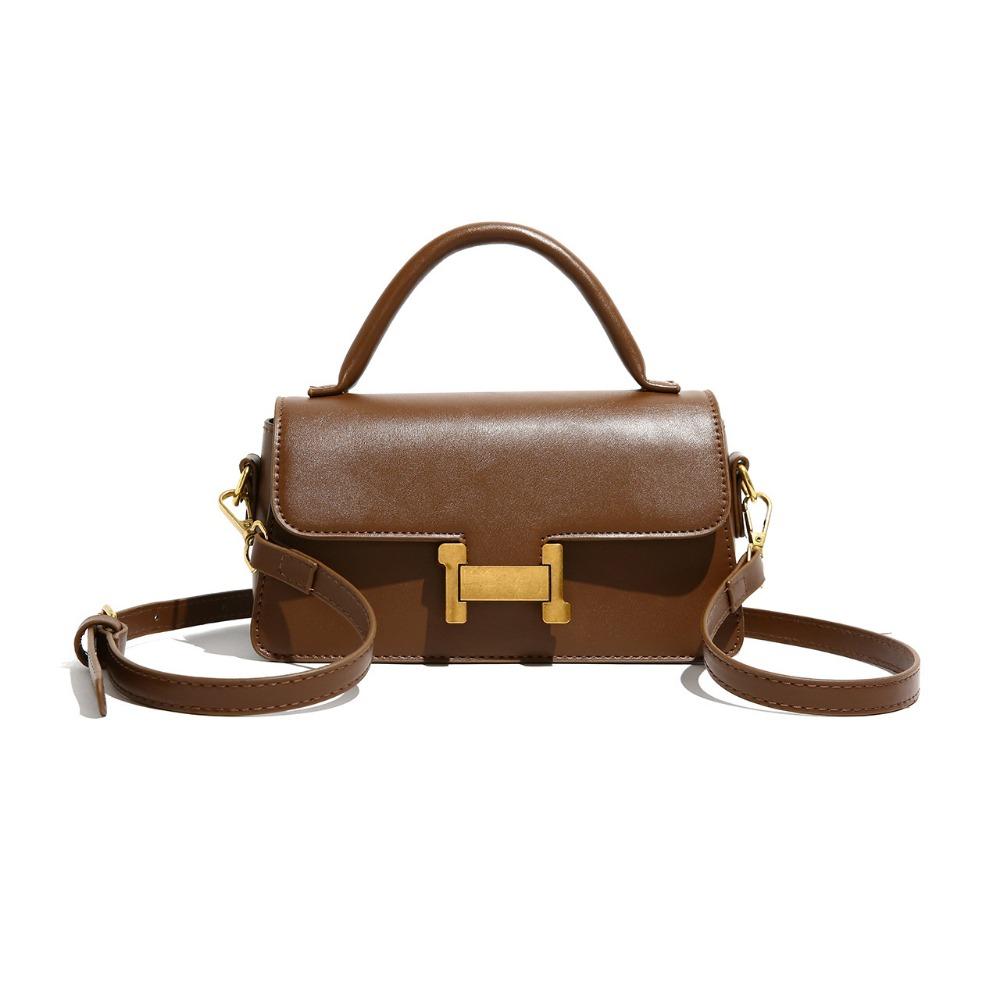 Square Bag Female Autumn And Winter New Buckle Fashion Simple Texture Single Shoulder Crossbody Bag This Year'S Popular Handbag