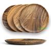 AOOSY Natural Wood Dinner Plates, Set of 4, 25cm Diameter, Large, Perfect for Curry, Pasta, Bread, Desserts, and Japanese Cuisine, Suitable for Commer