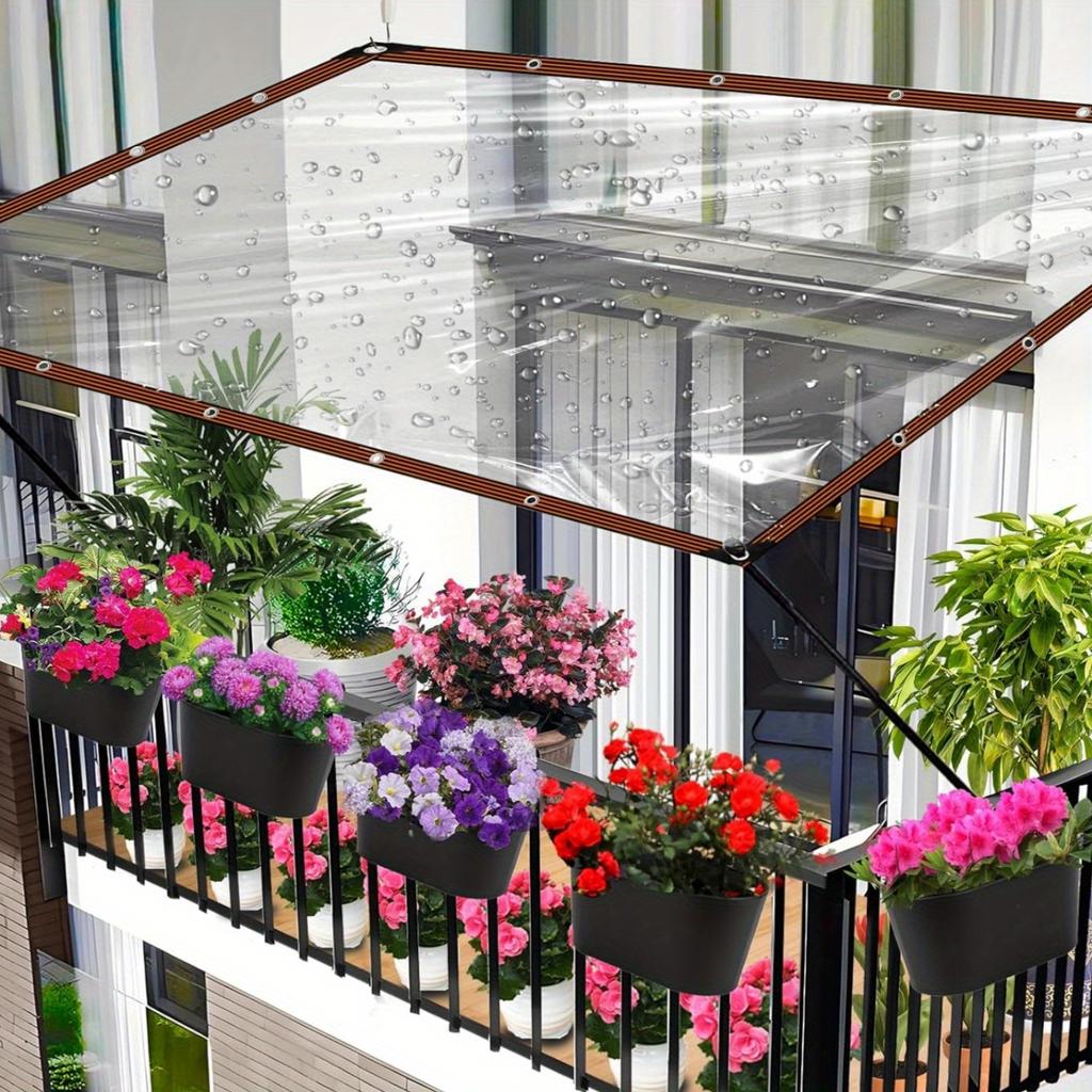 Lonas transparentes com ilhós-Lona transparente para jardins exteriores, proteção de plantas de estufa, pátio, telhado, varanda e galinheiro