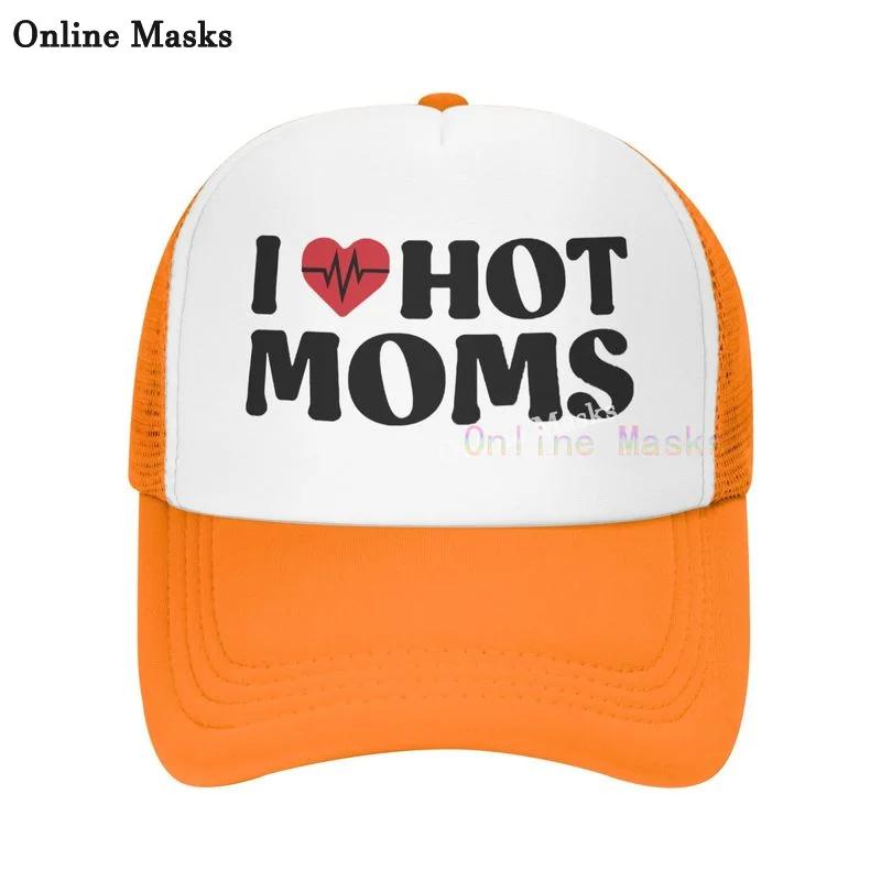 I Love Hot Moms Bucket Hat Unisex Adult I Heart Hot Moms Adjustable Baseball Cap Gift Hats Mesh Trucker Caps Unisex Womens