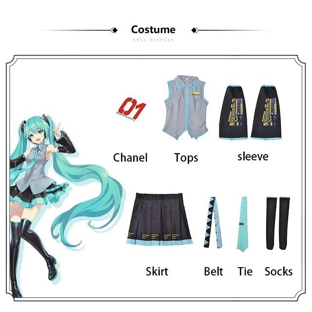 Anime Figures Performance Clothes Miku Cosplay Costume JK Skirt Suit Wig Accessories Halloween Carnival Party Comic Con