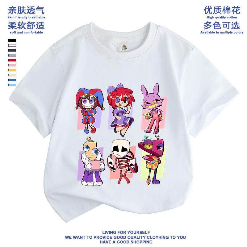 2026 Magical Numbers Circus Digital Circus Clown Outfit Girls’ Short-Sleeve T-Shirt, 100% Cotton, Summer New Collection