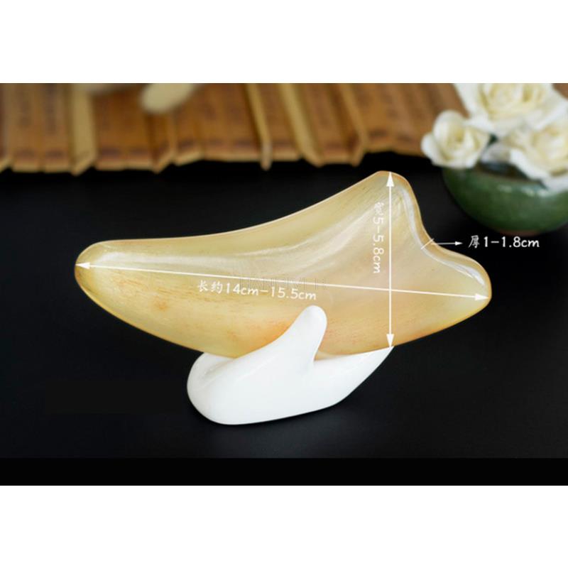 2pcs Nature Sheep Horn Gouache Scraper Acupucnture Therapy Thicker Larger Scrapers Face Massager Back Body Guasha Massage Tool