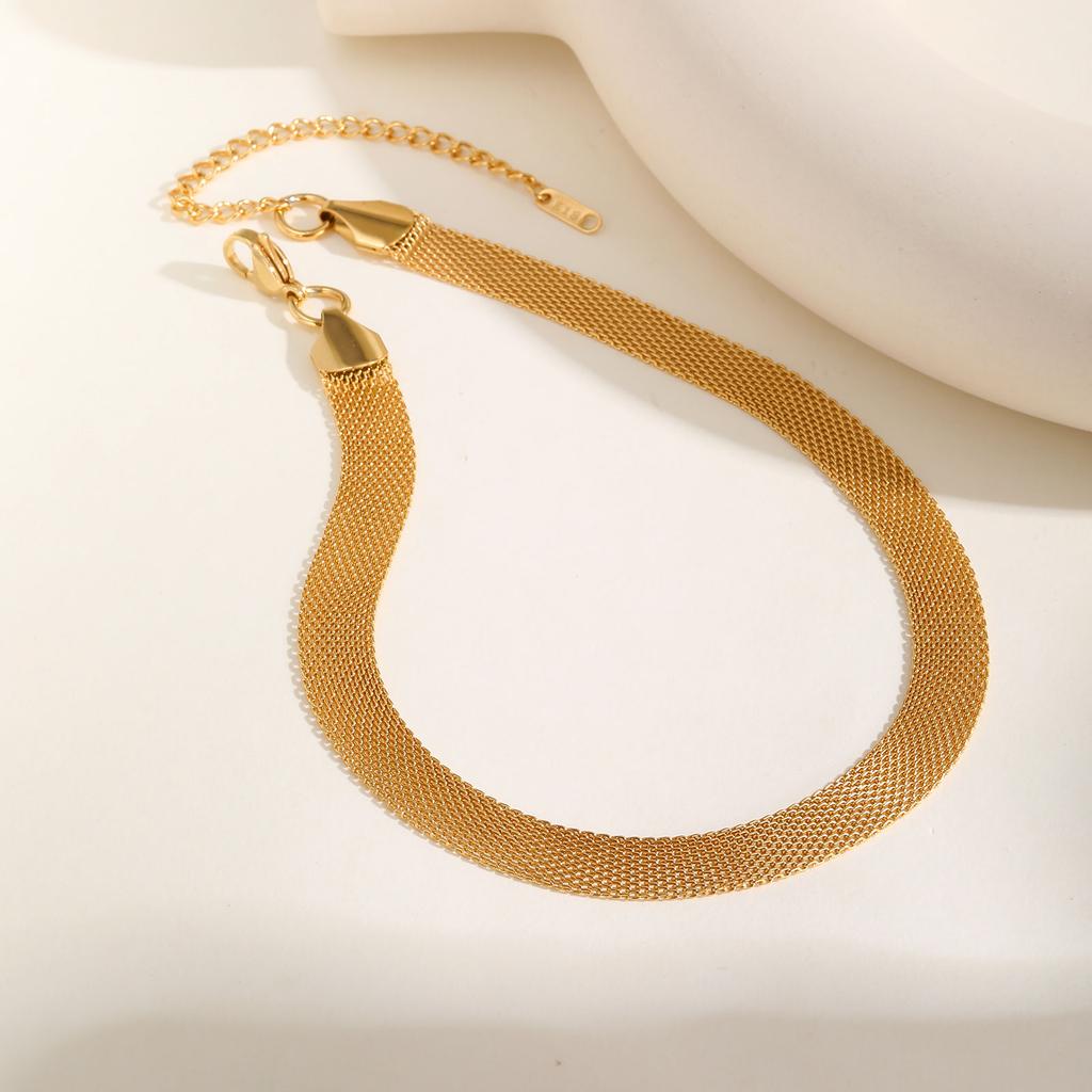 10mm Watch Strap Mesh Necklace for Women,Stainless Steel Gold Plated Fashion Necklaces,Trendy Waterproof Jewelry Gift