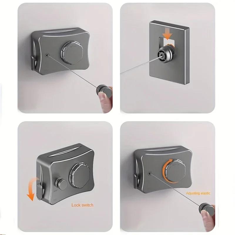 5.1 Meters Retractable Clothesline Dryer Indoor/Outdoor Bathroom Drying Rack Clothes Rack Laundry Drying Hanger Double