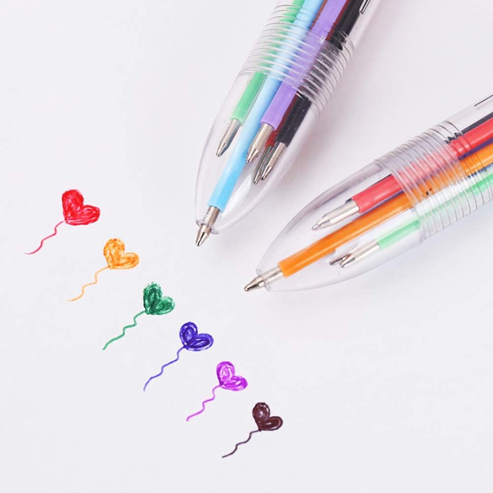 1-10 Pezzi Penne a Sfera Multicolore 0,5 mm 6 in 1, Penne a Sfera Retrattili 6 Colori per Ufficio Forniture Scolastiche Regalo per Studenti