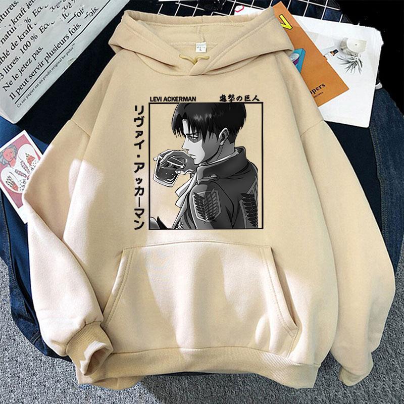 New Fashion Personality Hoodies Levi Ackerman Printing Hooded Pullover Women Men Casual Long Sleeve Sweatshirts Tops