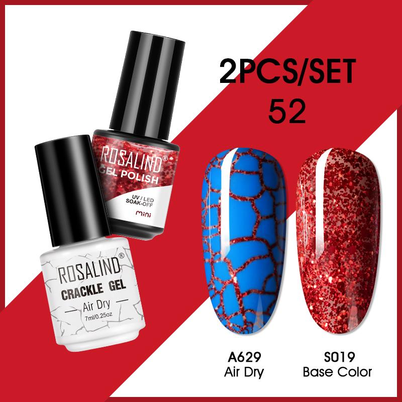 ROSALIND Cracked Gel Nail and Polish Nail Gel Kit Nail Varnish Hybrid Crackle Manicure Art UV Gel Semi Permanent 2PCS
