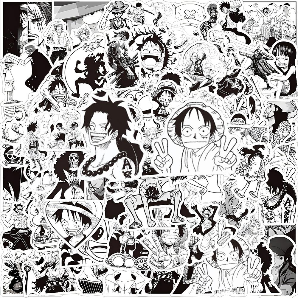 10/30/50/120pcs Black White Anime ONE PIECE Stickers Cool DIY Notebook Motorcycle Laptop Waterproof Luffy Cartoon Sticker Decal