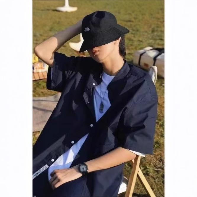 Japanese Style Solid Color Short Sleeve Shirt for Men and Women - Trendy, Loose, Casual Korean and Hong Kong Inspired Top (2025).