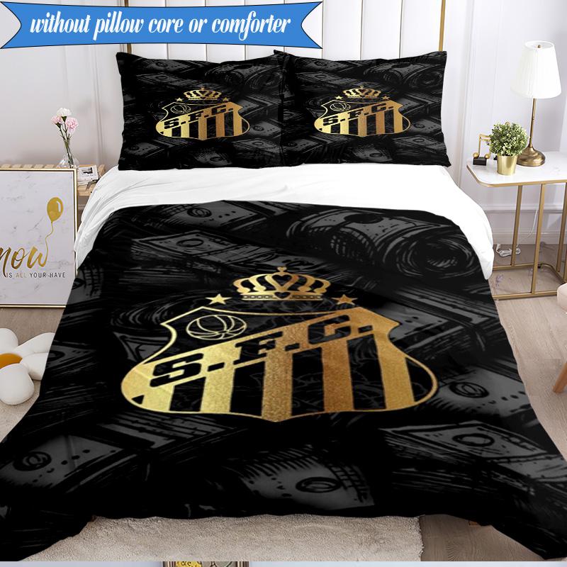 3PCS Fc Crest Design Printed Soft Bedding Set,Including 1pc Duvet Cover And 2pcs Pillowcases Perfect for Bedroom, Dormitory, Fan gift