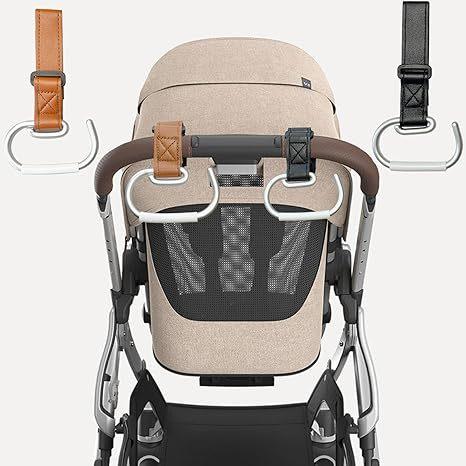 Baby Stroller Hooks, 2 Pack Universal Double Hook Clips for Pushchair Scooter Shopping Bag, Black