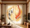 2PCS Digital Printed Curtains with Two Color Koi Design, Stylish Window Drapes for Living Room Bedroom Home Decoration