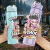 1PC Girls First Day Of School Quote 750ml Color Plastic Sports Water Bottle Leakproof Flip Straw Lid Suitable for Sports Office Home Use