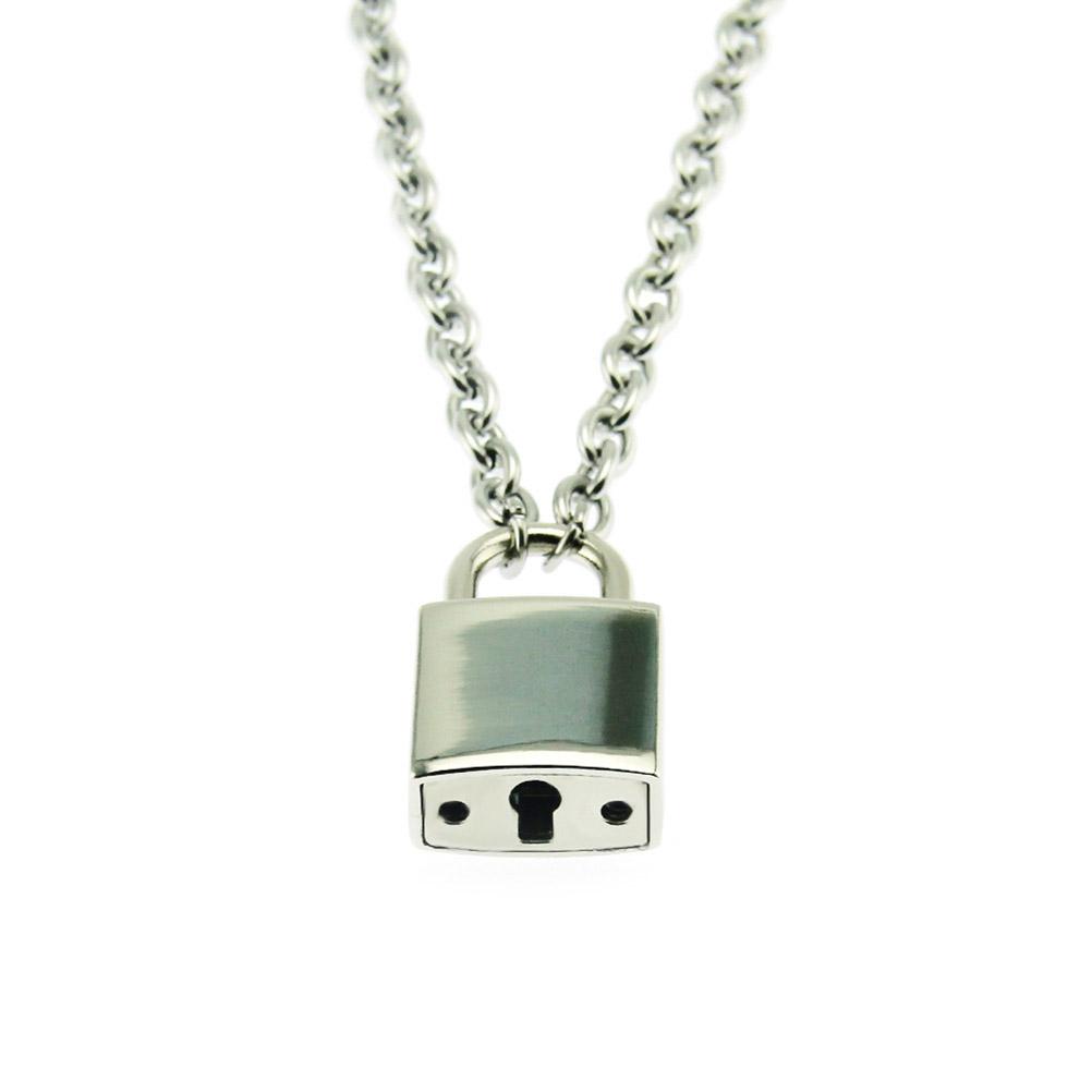 Stainless Steel Chain Necklace Lock Key Pendant Necklace Couple Padlock Necklace