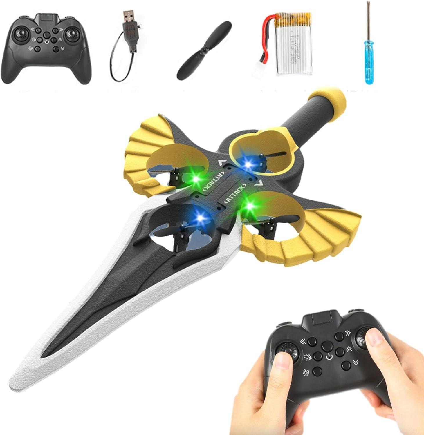 

2.4G Flying Sword Rc Glider, Flying Sword Control By Hand, Remote Controlled Stunt,360° Stunt Flip, One-Button Lifting, Three-Speed Adjustment handle type золотий