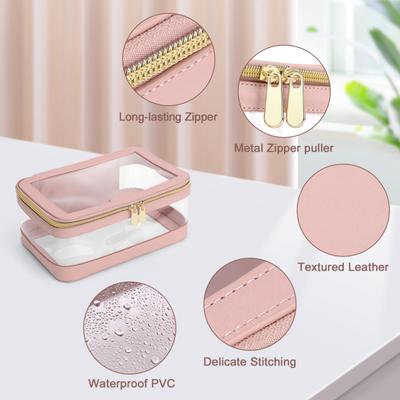 2 Pcs/Set Clear Cosmetic Bag Zipper Closure Waterproof Large Capacity Portable Lightweight Lipstick