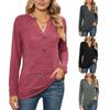 Women Autumn Casual V-Neck Buttoned Long Sleeve Shirt Top Inner Wear Outwear