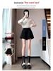 Women's Black High-Waist Woolen A-Line Wide-Leg Shorts - Autumn/Winter Casual Wear