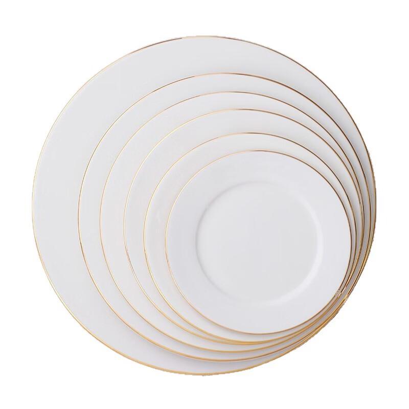 Sada plochých talířů Abay Double Gold Line z kostního porcelánu