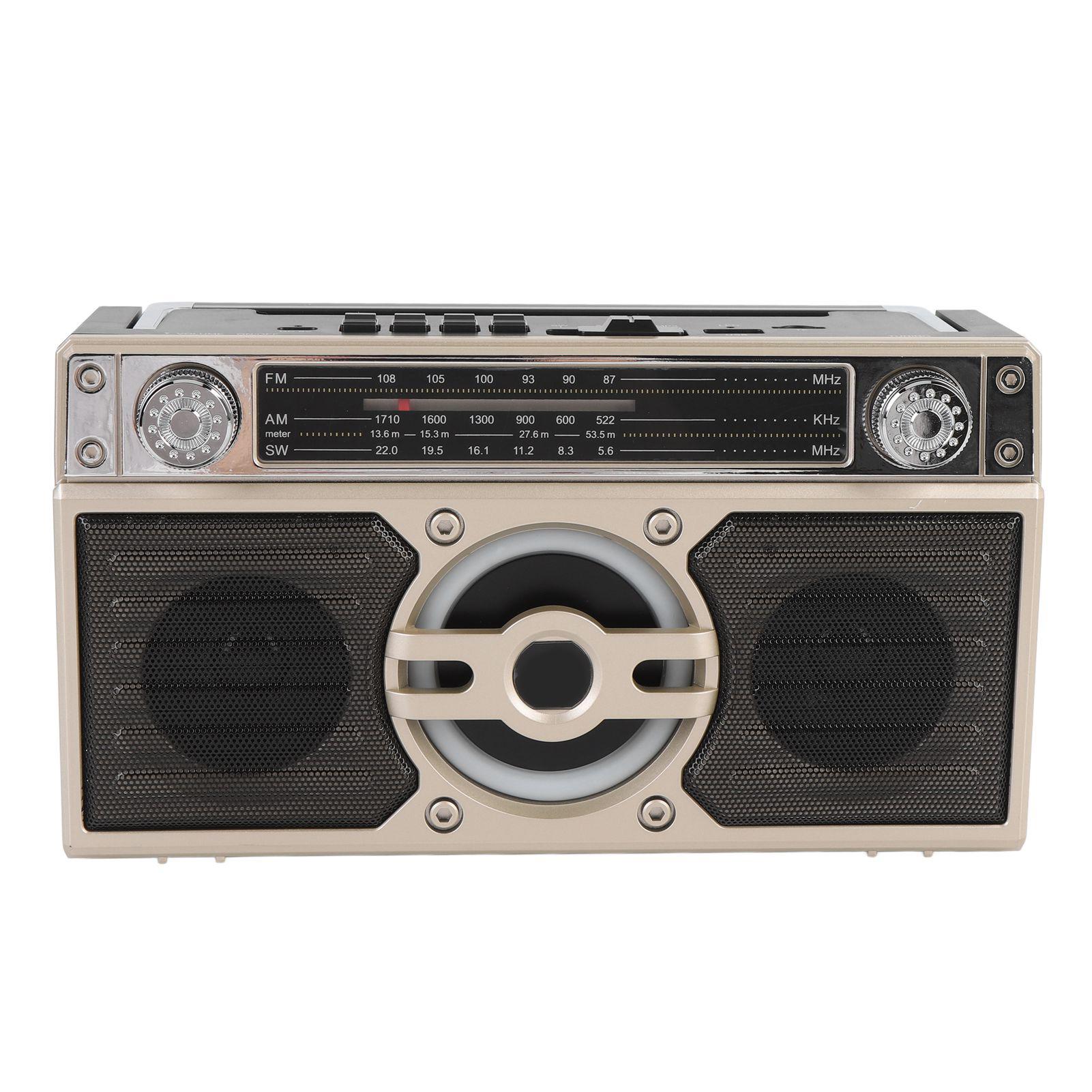 

Портативний радіоприймач Bluetooth-колонка багатофункціональна акумуляторна багатодіапазонна FM AM SW радіо для подорожей золотий