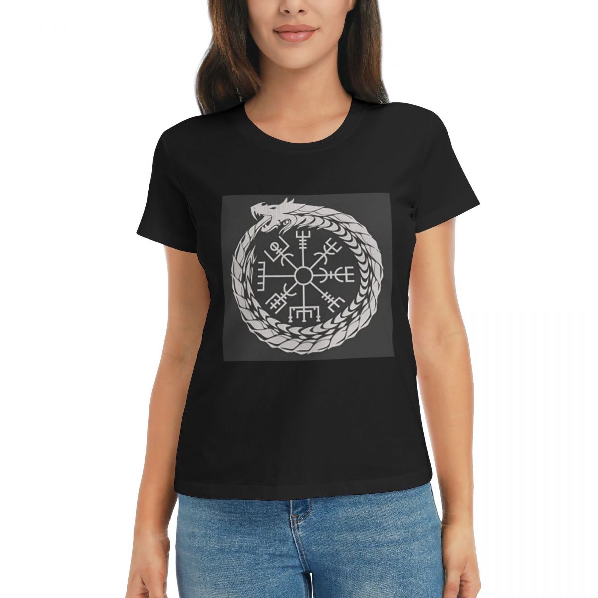 

Women TShirt Viking Odin Valknut Runes Summer Short Sleeve Tees Crew Neck Cotton T Shirts Clothes Tops Streetwear 2XL