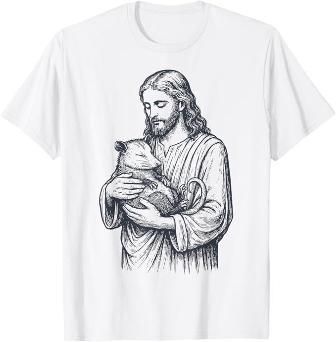 Jesus Holding Opossum T-Shirt S разноцветный
