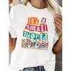 European size Easy Care| Women'S Colorful "It'S a Small World" Pattern Printed T-shirt-Casual Crew Neck, Short Sleeve Top