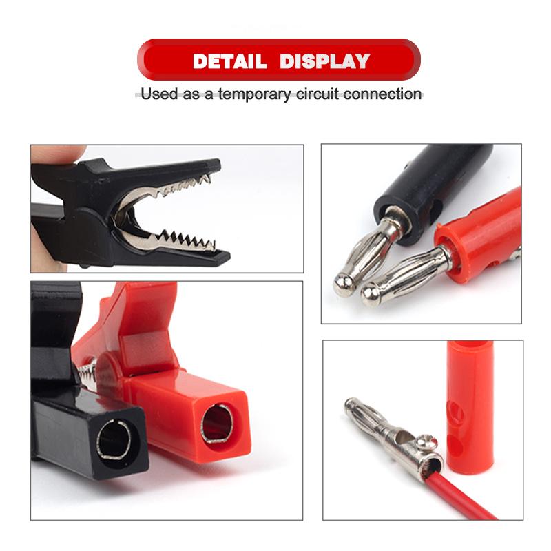 4Pcs/Set 55MM Alligator Clip + Banana Plug, Test Probe With 4mm Banana Plug Cable Clips Socket Battery Red Black