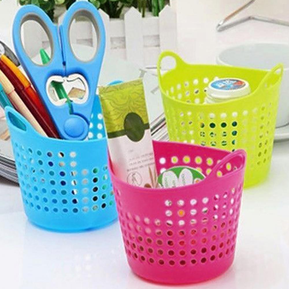 Portable Mini Plastic Basket Stationery Cosmetic Storage Basket Desk Storage Basket Jewelry Organizer Kitcken Storage Baskets