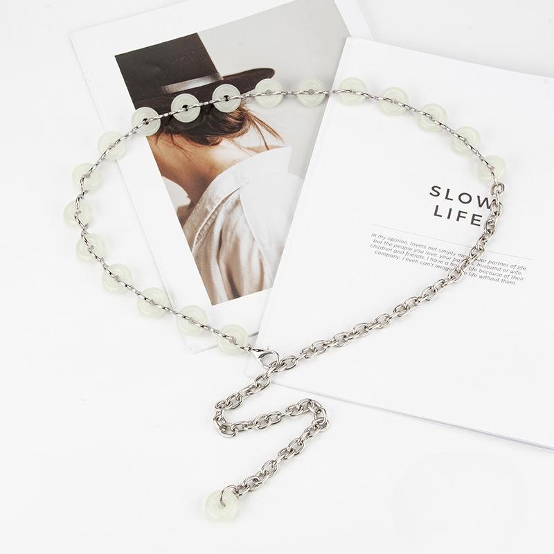Fashion European and American Donuts Metal Decorative Waist Chain Women's Circle Ins Style with Dress Accessories Belt Women