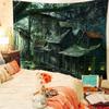 Aesthetic Swamp Abandoned House Tapestry, Dark Forest Haunted Cabin Wall Hanging, Gothic Witchy Decor For Bedroom Living Room