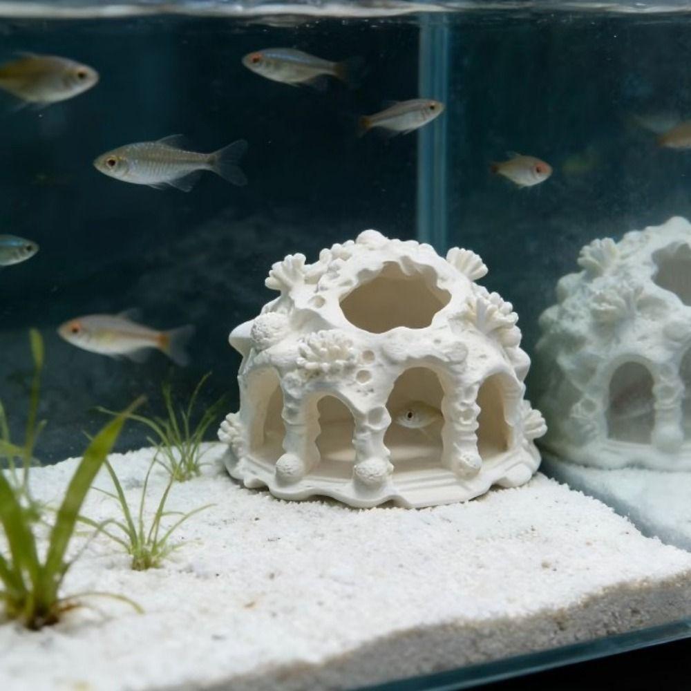 Textured Design Coral Shelter House Plastic Fish Shrimp Breeding Shelter  Aquarium Use