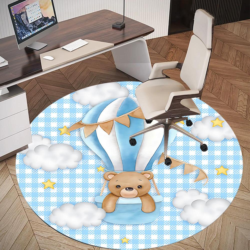1pc Bear Balloon Round Chair mat Area Rug - Non-Slip, Floor Mat for Office, Bedroom, and Indoor Decor c1125160